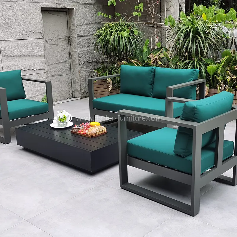 Black Aluminum Green Waterproof Fabric Patio Garden Sofa