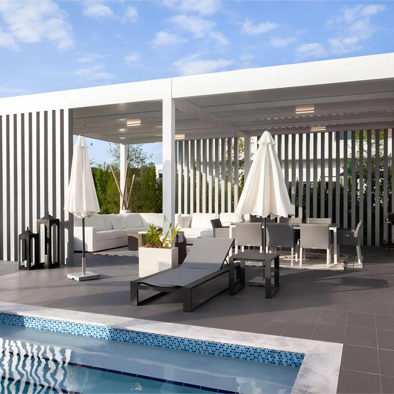 Creating a transparent outdoor living space for all seasons | Patio Cover + other outdoor furniture combination real scene presentation