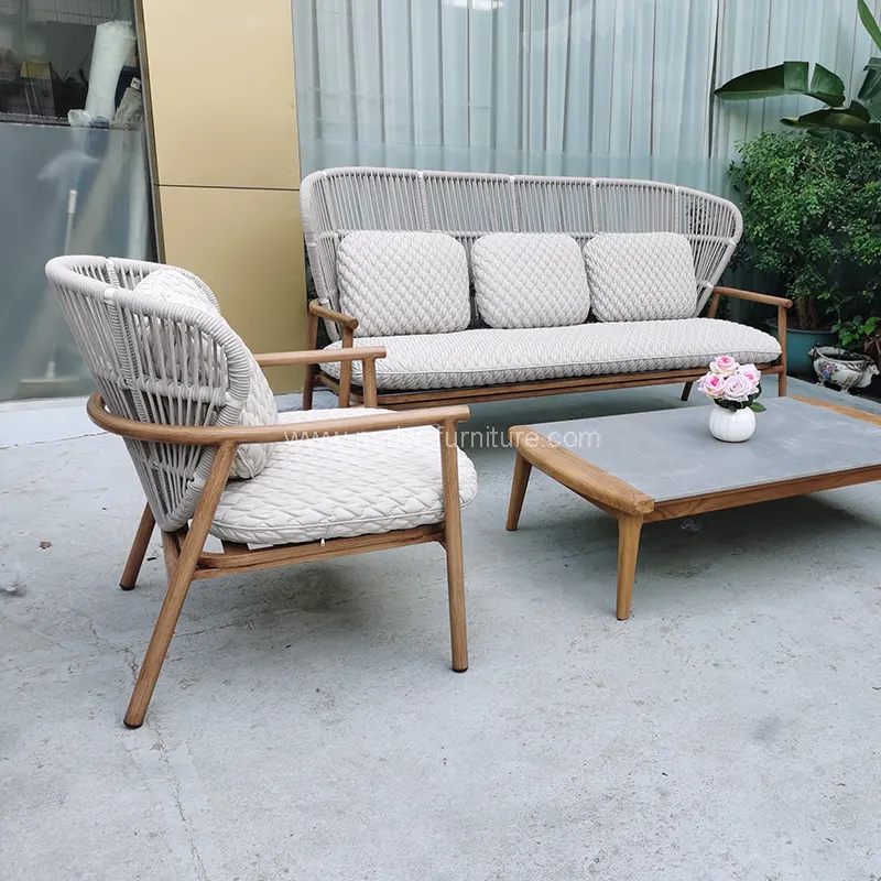 Durable Teak Rope Outdoor Sofa