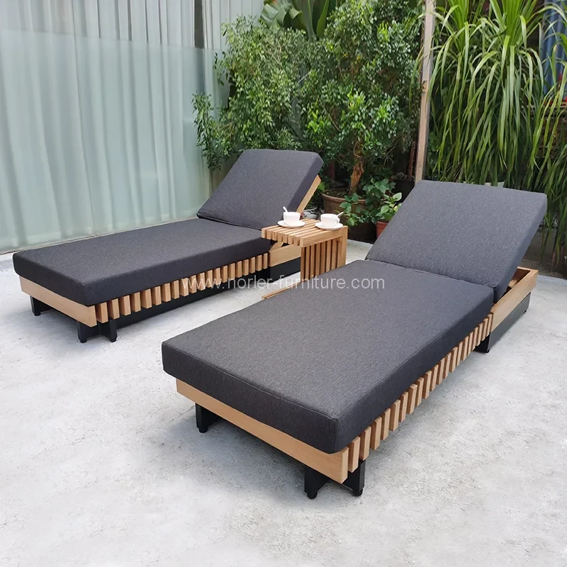 Garden Outdoor Teak Wood Frame Sun Lounger