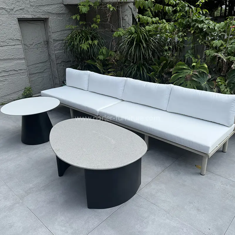 High Quality Aluminum Frame Brushed Wood Grain Outdoor Sofa