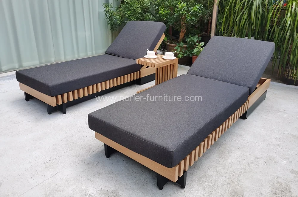 Garden Outdoor Teak Wood Frame Sun Lounger