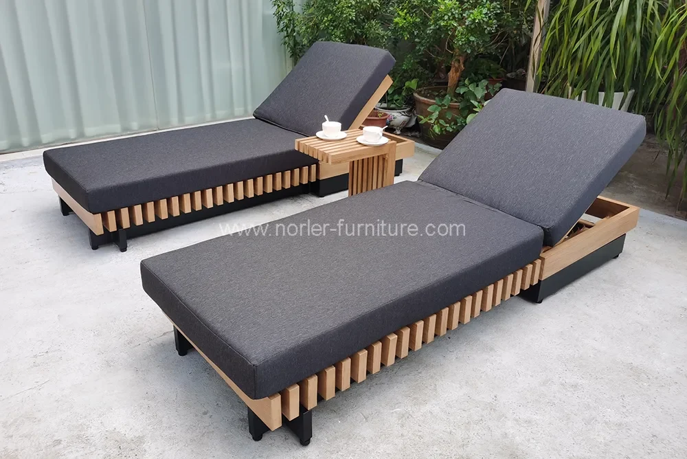 Garden Outdoor Teak Wood Frame Sun Lounger