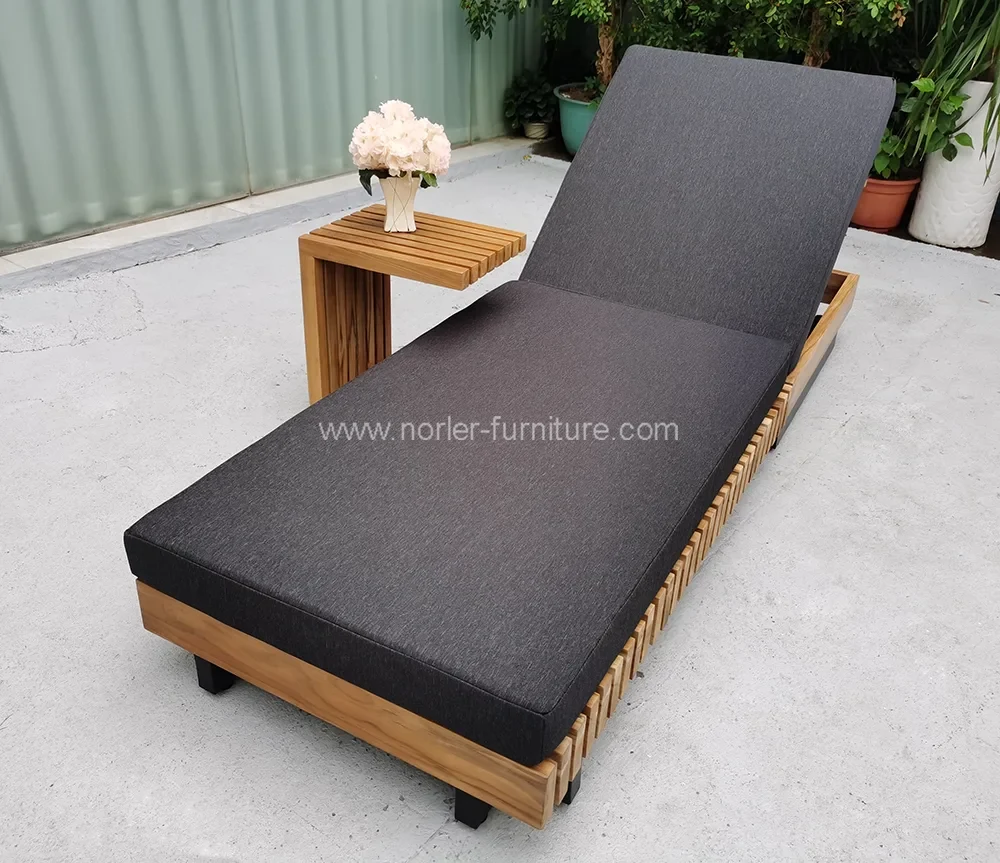 Garden Outdoor Teak Wood Frame Sun Lounger