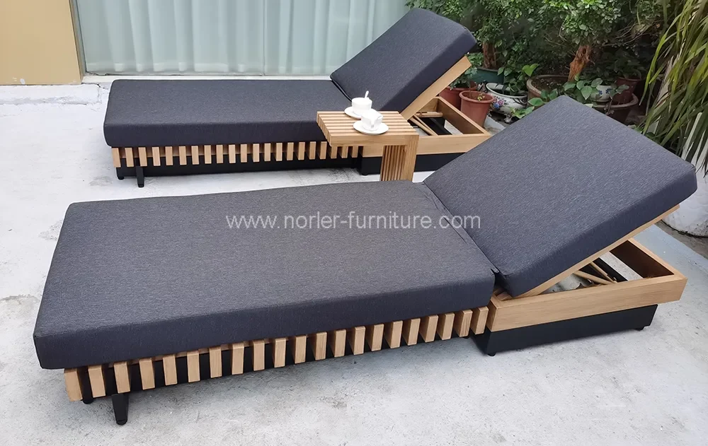 Garden Outdoor Teak Wood Frame Sun Lounger