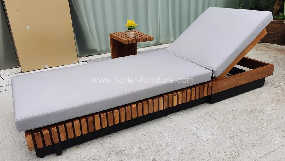 Garden Outdoor Teak Wood Frame Sun Lounger