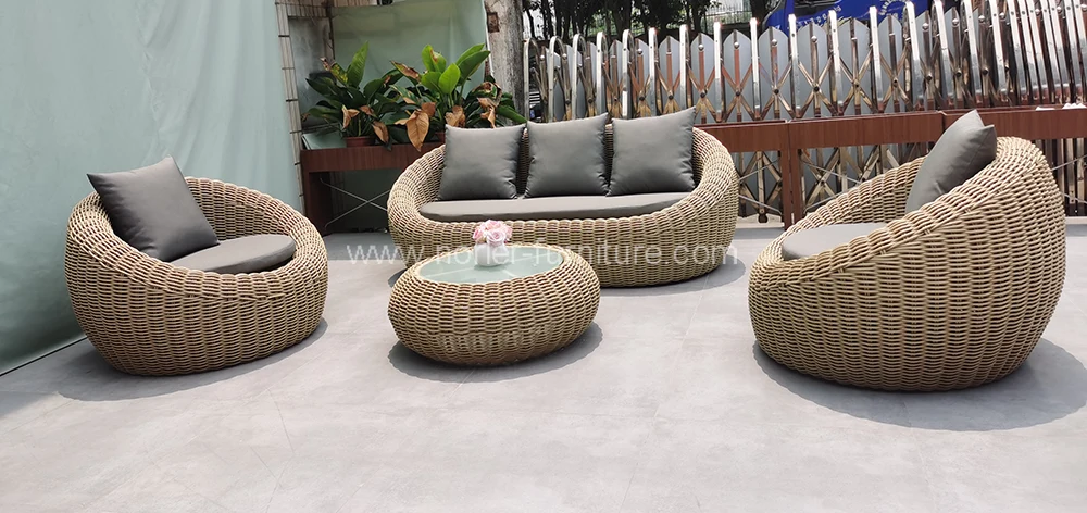 Outdoor Aluminum Frame Hand-Woven Rattan Sofa