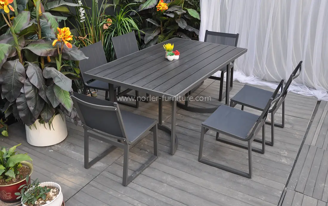 Outdoor Aluminum Frame Dining Table And Chair