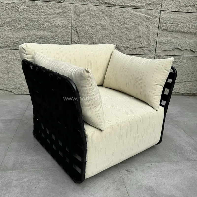 Outdoor Black Aluminum Hand-Woven Waterproof Sofa