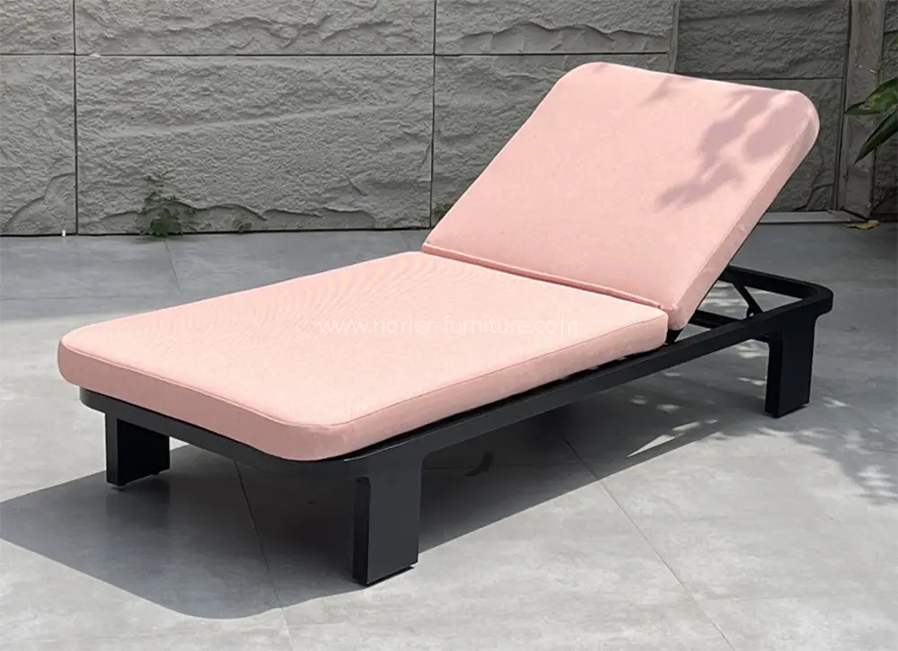 Outdoor Waterproof Pink Aluminum Frame Sun Lounger