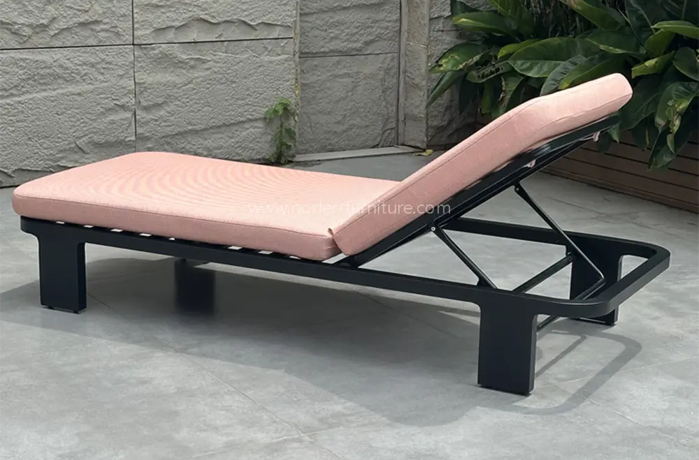 Outdoor Waterproof Pink Aluminum Frame Sun Lounger