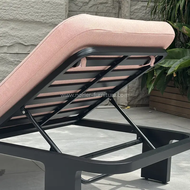 Outdoor Waterproof Pink Aluminum Frame Sun Lounger