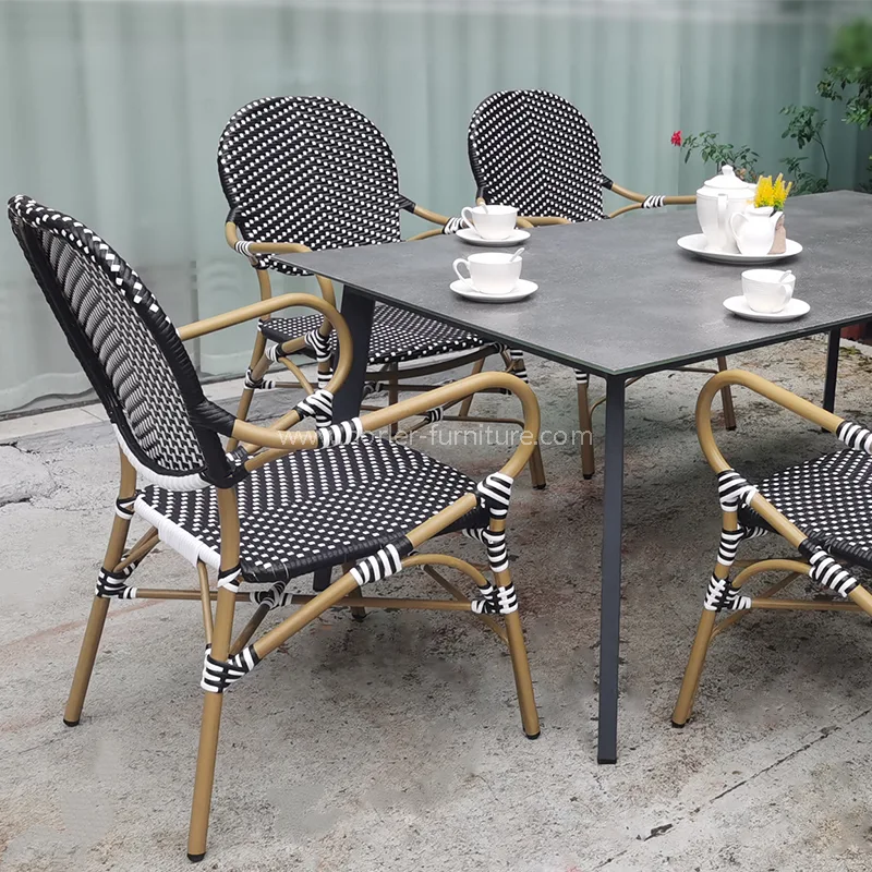 Modern Waterproof Durable Aluminum PE Rattan Dining Set