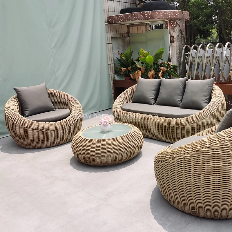 Outdoor Aluminum Frame Hand-Woven Rattan Sofa