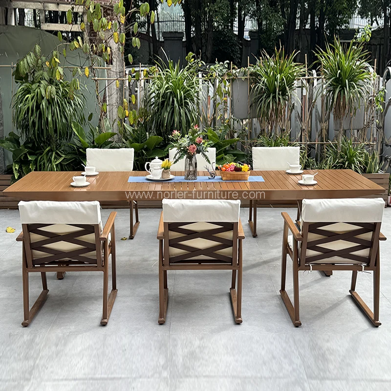 Outdoor Aluminum Frame Rope Dining Table and Chairs