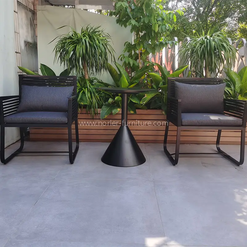 Outdoor Modern Leisure Design Aluminum Frame Woven Belt Balcony Set