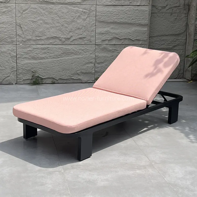 Outdoor Waterproof Pink Aluminum Frame Sun Lounger